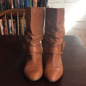 Steven by Steve Madden Brown Slouch Buckled Boots